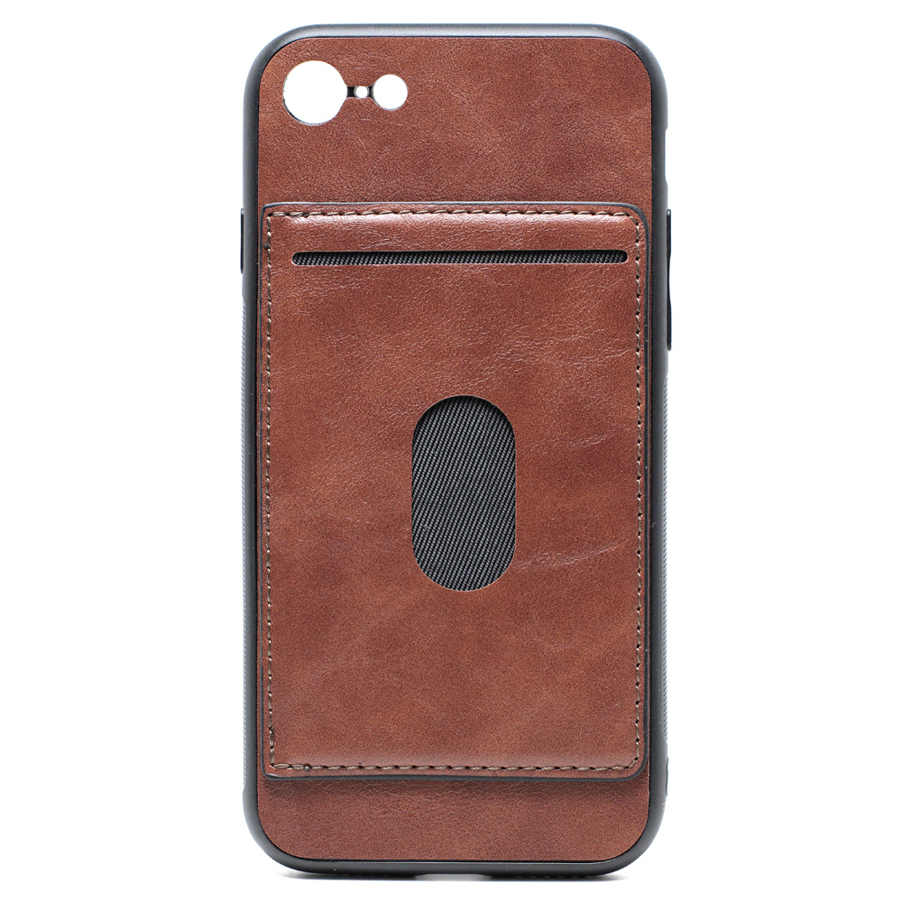 IPHONE 8 / 7 Leather Style Kickstand Card Case with Magnetic Hold (Brown)